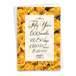 NobleWorks - 50th Wedding Anniversary Card with Envelope - Couples Married for 50 Years, Milestone Celebration of Marriage (1 Card) - Year Time Count 50 C9092MAG