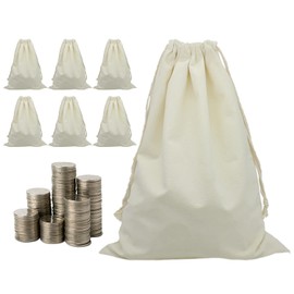 Belinlen 6 Pack 12x17” Coin Deposit Change Transit Bags Canvas Bank Coin Money Cash Bag Sacks with Drawstring Heavy Duty Sacks