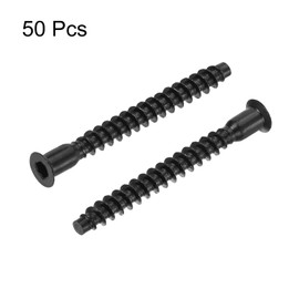 sourcing map 50Pcs M5x50mm Hex Socket Countersunk Head Self Tapping Connecting Screws Carbon Steel Furniture Confirmat Screw, Black