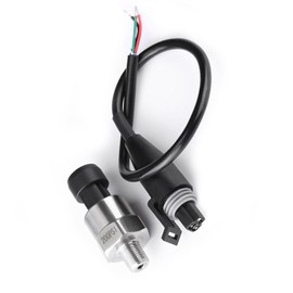 Pressure Transducer Sender Sensor with Connector - 1/8 Inch 27 NPT Thread Stainless Steel Pressure Sensor for Oil, Fuel, Air, Water (200PSI)