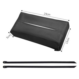 Sunshine Everyday Tissue Case for Car Car Tissue Cover Car Rectangular PU Leather Car Taste Holder Easy to Install on Headrest/Sun Visor Etc., Black