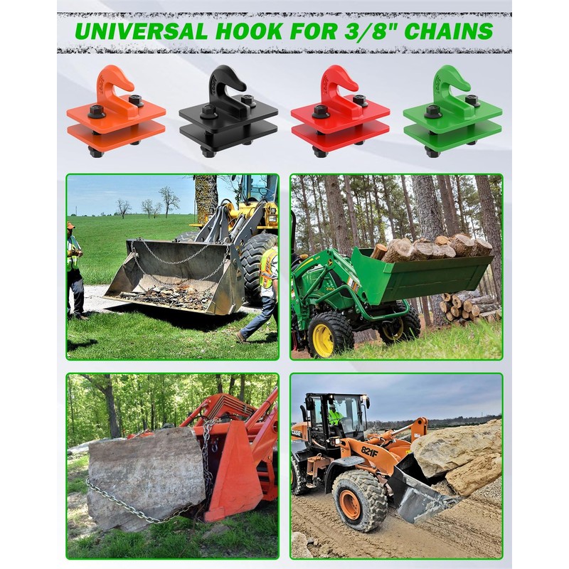 MOLAVIEE 2 Pack 3/8" Tractor Bucket Grab Hooks, Grade 70