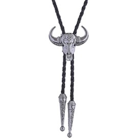 HENWUBEI Western vintage Beau Belt Denim Denim Leather tie Western Necklace Clothing Accessories Adjustable Bolo tie for men, women