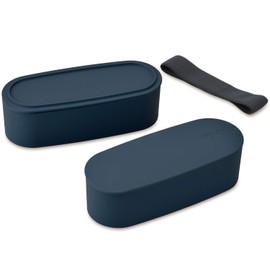 Thermos DJT-600W NVY Lunch Box, 2-Tier Fresh Lunch Box, 20.1 fl oz (600 ml), Navy