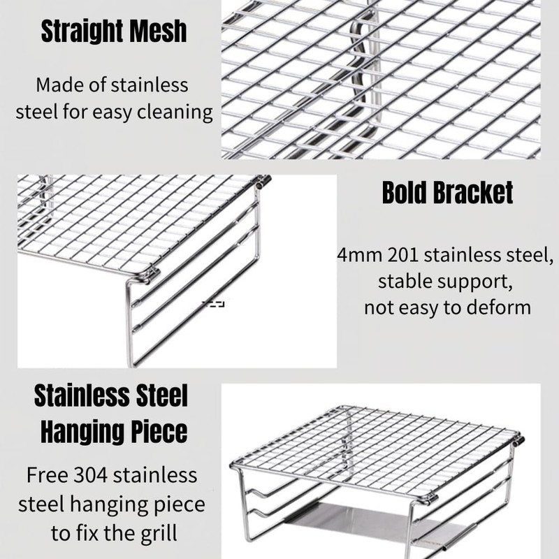 Grill Warming Rack Heavy Duty Stainless SteelGrate Portable Camping Grill
