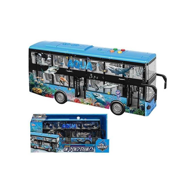 Children's Sound Aqua Double-Decker Bus 1P Light Pull-Back Toy Toy