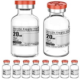 Ks-Tek Sterile Empty Vials with Self Healing Injection Port,with Flip Off Aluminum Cap,Sterile Package (20ml,10)