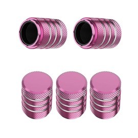 Tire Valve Stem Cap Cover - (5 Pack) Tire Air Caps Metal with Plastic Liner Corrosion Resistant Leak-Proof for Car Truck Motorcycle SUV and Bike Pink