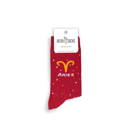 ALTER SOCKS Funny Socks | Zodiac Sign Socks Women & Men | Zodiac Sign Gift | Stockings Unisex Size 36 - 45, Aries
