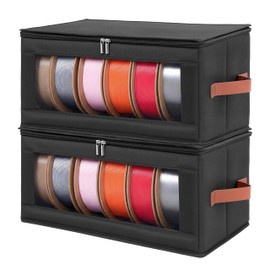 Hizypaixin 3D Printer Filament Storage Box 2 Pack, Holds 12 Spools Clear Foldable Moisture Proof Organizer with Desiccants