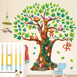 DECOWALL DL4-2303 Huge Giant Tree Wall Sticker (56x62 inches) Decor Kindergarten Nursery Kids Room DIY Wall Decal Sticker Wall Art Stickers Boys Girls Children Bathroom Decoration Vinyl Bedroom Teen