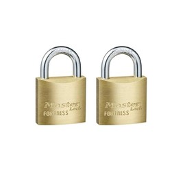 Master Lock Solid Brass Body 30mm Wide Economy Padlock with Keys - Mini Lock with 4-pin Anti-Pick Cylinder and Cut-Resistant Steel Shackle - Small Lock with Key for Lockers, Storage Cabinets - 2 Pack