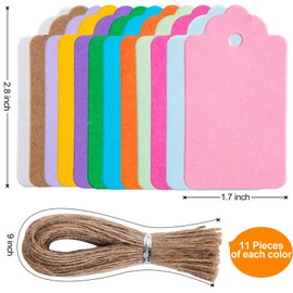 Primbeeks 132 Pcs Premium Gift Tags, 12 Colors Kraft Paper with String, Double-Sided Available Price Greeting Hanging Tags for Christmas Gift DIY Crafts Party Favors