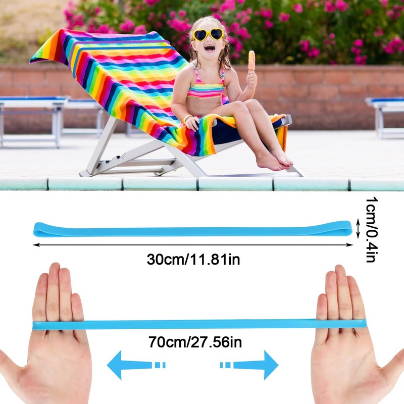 CCINEE 12 Pack Beach Towel Bands for Beach Chair, Stretchable