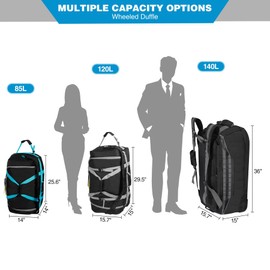 REDCAMP Rolling Duffle Bag with Wheels, 85L Luggage Foldable Duffle Bags with Rollers 26 inch, Black