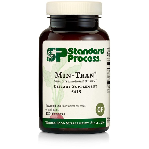 Standard Process Min-Tran - Whole Food Nervous System Supplements, Stress Relief with Iodine and Magnesium - Vegetarian, Gluten Free - 330 Tablets