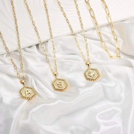 Initial D Layered Necklaces for Women Girls Gold Plated Paperclip Chain Necklace
