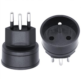 EU to Switzerland/Liechtenstein Adapter Plug, 2 Pin DE/FR/IT/ES Plug to Swiss 3 Pin Socket for France/Germany Visitors (Pack of 2)