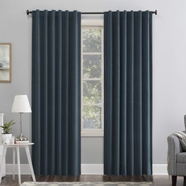 Sun Zero Hampshire Velvet Noise Reducing Thermal Extreme Total Blackout Back Tab Curtain Panel, 50" x 84", Teal