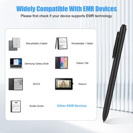 MoKo Remarkable 2 Pen with Eraser, EMR Stylus Pen with 4096 Pressure Levels, Palm Rejection, Tablet Pen with 3 Extra Tips for Remarkable 2&1/Galaxy Tab&Book/BOOX/Wacom/Scribe and other EMR Devices