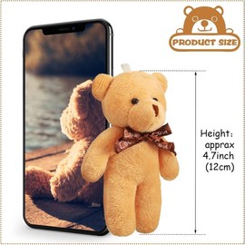 Teddy Bear Plush Pendant, 12pcs/set Cute Little Bear Stuffed Animal Pendant Doll, Keychain Pendant, Birthday Gift, Party Favor Bag Accessories:_Fawn Brown_one-size