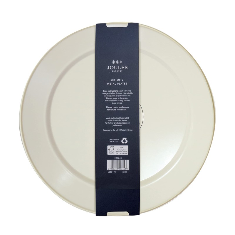 Joules Outdoor Dining Metal Picnic or Camping Plates Pack of