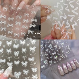 Nail Stickers Nail Parts Lace Ribbon Set of 6 3D 3D Nail Stickers for Nail Decoration Party Self Nail