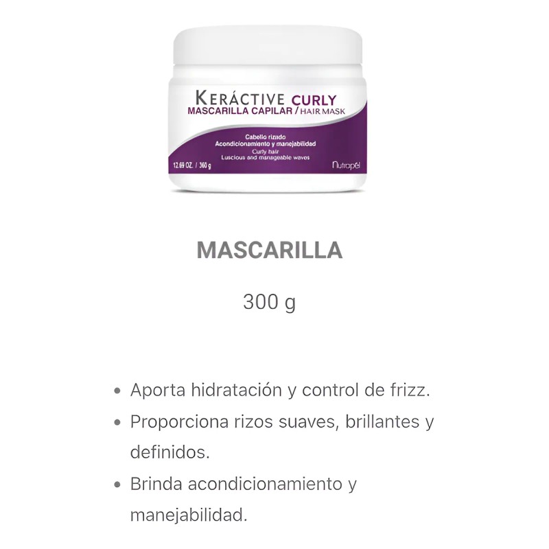Tratamiento Para Rizos Kit Shampoo Y Mascarilla Curly