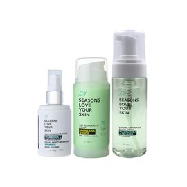 Seasons love your skin kit rutina facial glow clean gel hidratante  espuma limpiadora  bloqueador manzana verde                                       