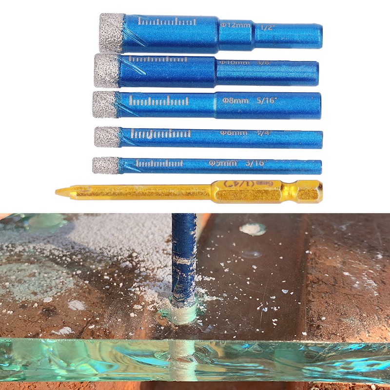 6PCS Brazed Dry Drill Bit Wear Resistant Vaccum Brazing Diamond