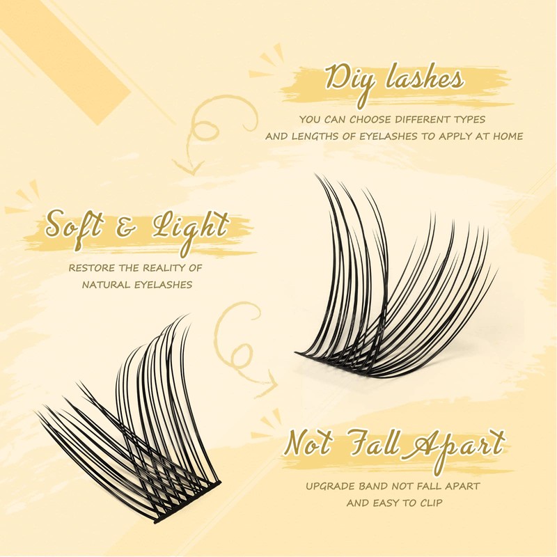 QUEWEL Eyelash Cluster, 144 Pieces DIY Eyelash Extensions Kit, Super