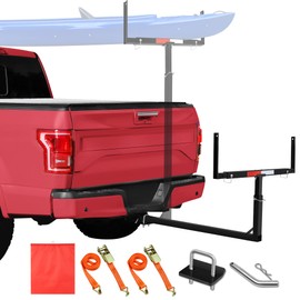 JY PERFORMANCE Truck Bed Extender, Pickup Truck Bed Extender Hitch Mount, 2 in 1 Design Foldable 500lbs Capacity Truck Bed Extension for Kayak Canoe Ladder Lumber