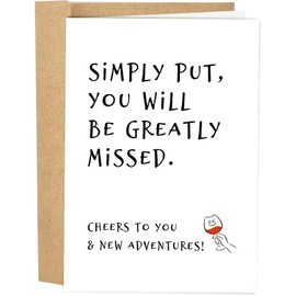 Naixiwen Funny Cheers Coworker Leaving Card, Humorous Goodbye Card for Colleague, New Job Card, Farewell Card, You Will Be Greatly Missed