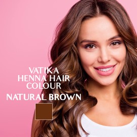 Vatika Naturals Permanent Hair Dye Natural Brown, 100% Grey Coverage, Ammonia-Free, for Long-Lasting Color, No Damage, for Healthy, Vibrant Hair - 18 Sachets X 10g (Natural Brown, Pack of 3)