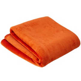 Olivia Rocco Flannel Fleece Throw Blanket Super Soft Warm Fluffy for Bed Sofa Couch Chair Lightweight and Cozy Solid Design, 150 x 200 cm Spice Orange