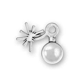 Sterling Silver 16" Mens Unisex 1.5mm Box Chain 3D Lit Fuse Smoke Ball Bomb Firecracker Pendant Necklace