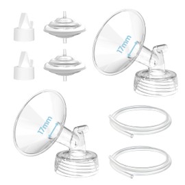 Replacement Pump Parts for Spectra S1/S2/9 Plus/Synergy Gold, CubCare 17mm Set Replacements Include Spectra Flange/Duckbill Valve/Backflow Protector/Tubing/Nipple Measure Ruler