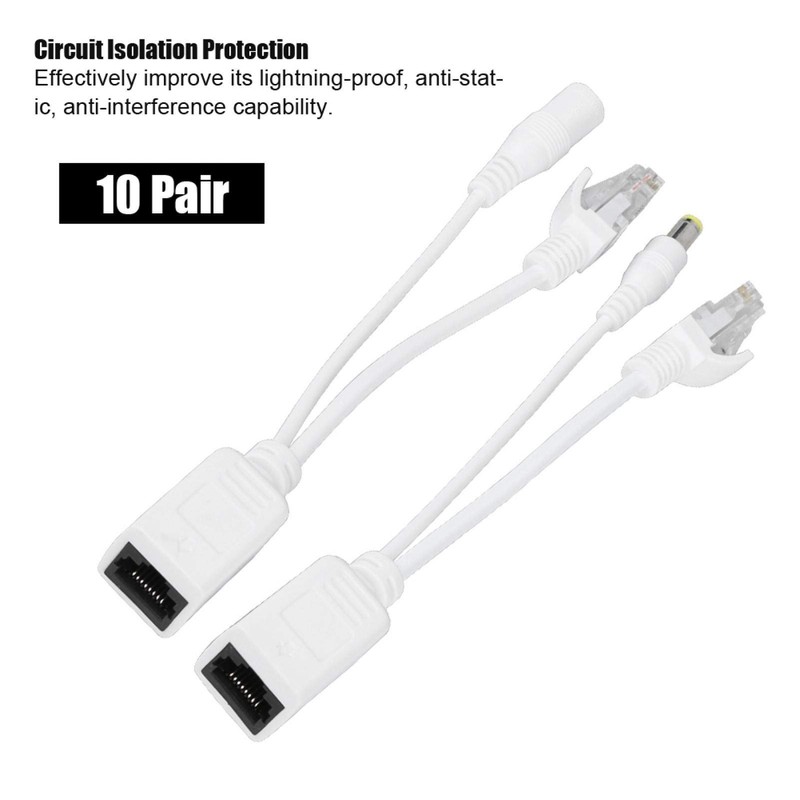 10 Pares Cable PoE RJ45 Alimentación sobre Adaptador, Splitter DC
