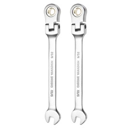 HARFINGTON 2pcs Flex Head Ratchet Wrench Spanner 9/32" SAE Ratcheting Combination Wrench 72-Teeth Chrome Vanadium Steel Ratchet Gear Spanner with 12 Point Box End for Auto Repairs