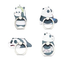 4Pcs Cute Phone Ring Holder Stand, Bear Panda Mobile Phone Stand Holder 360 Rotation Finger Ring Grip Mount for Cellphones (Panda Grip)