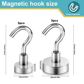 FRIDEE 6-Pack Garage Storage Hooks – 28LB & 50LB Magnetic Strong Magnets, Home, Cruise Cabins, Classroom, Fridge, and Camping (2025 Must-Have Storage Solution)