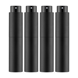 Tekson 4PCS 10ML Perfume Atomizer Travel, Refillable Cologne Containers, Dispenser Spray Empty Bottle for Mini Sprayer Size （Black)