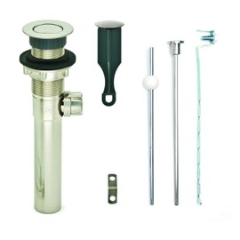 PF WaterWorks PF0733-BN-BN-NO, Matching Plated ABS Body Bathroom Sink/Lavatory Pop-Up Drain with Ball Lift Rod | Without Overflow | CUPC Listed, Brushed Nickel