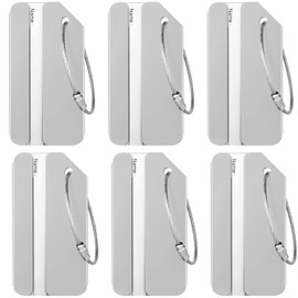 6PCS Luggage Tag with Name ID Card and Stainless Steel Loop Luggage Identifier Aluminum Alloy Baggage Labels Suitcase ID Tag Set Baggage Tag Suitcase Tags Travel Accessories for Travel Essentials