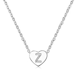 SBI Jewelry Z Name Heart Initial Necklace for Women Silver Letter Love Pendant Friendship Friends Family Anniversary Birthday Mothers Day