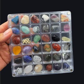 36Pcs Gemstones and Crystals Set with Acrylic Display Box,Crystal and Healing Stones, Rocks and Minerals Specimens, Geology Gem Kit, (36Pcs)
