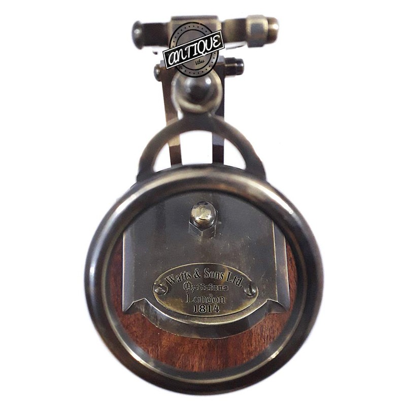 Vintage Antique Brass Magnifying Glass with Wood Stand Jewelry Optics