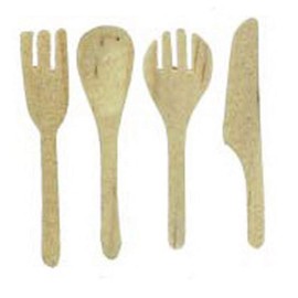Dollhouse Miniature Wooden Kitchen Utensils, 4/pc