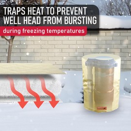 Redford Supply Co. Cold Snap (5°F), Round Well Pump Cover, 8" Dia x 12" H, Decorative Well Pump Covers, Insulated Well Pump Cover, Backflow Preventer Cover, Water Well Covers for Winter (Beige)