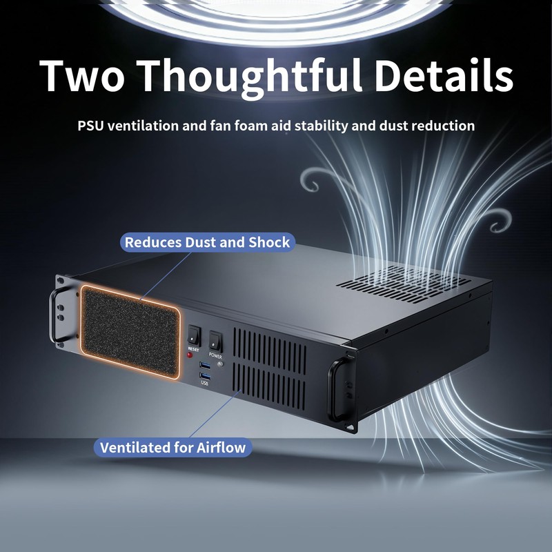 UTLGAMENG 2U Micro-ATX Rackmount Server Chassis, 4 PCIe Slots &